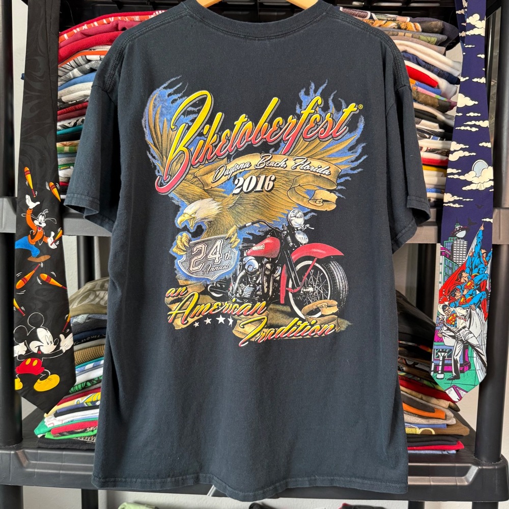 2010s Black Biketoberfest 2016 Daytona Beach Florida Graphic T-Shirt XL